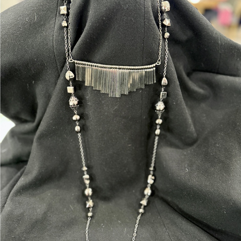 Elegant Silver Necklaces with Black Accents